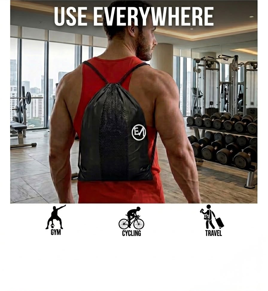 Emeraldanter Gym BAG SPORTS Sack Drawstring Backpack Durable BREATHABLE Mesh MMA BOXING