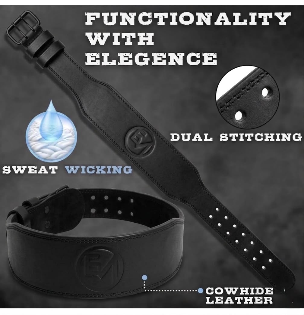 Weight Lifting PURE LEATHER Belt Gym SUPPORT bodybuilding
